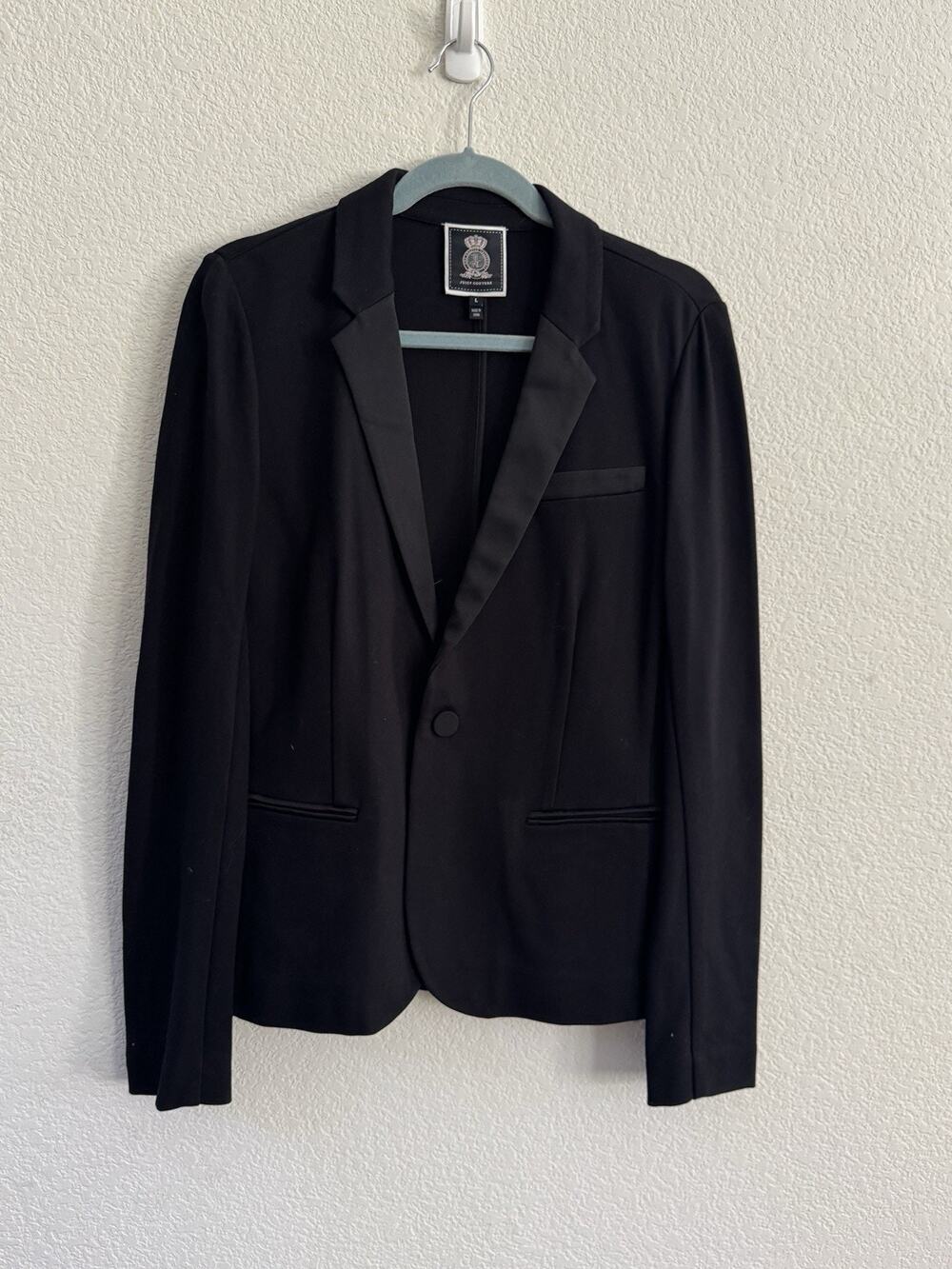 Juicy Couture Wm Sexy Tuxedo Style Blazer Jacket L Black